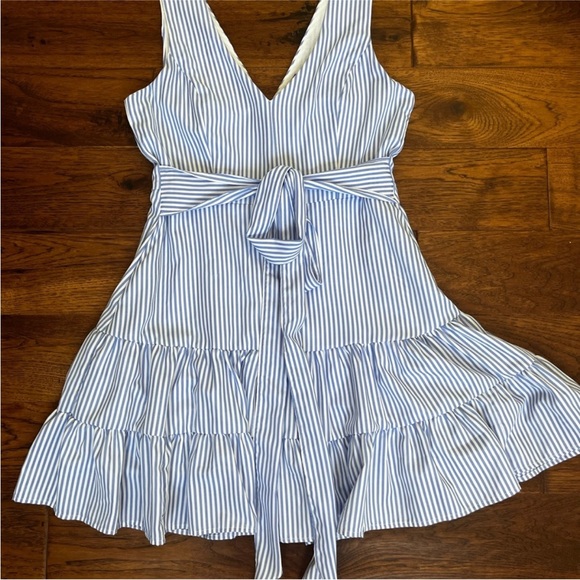Aqua Dresses & Skirts - Aqua by Bloomingdale’s Blue and White Striped Dress with Tie Waist Size M